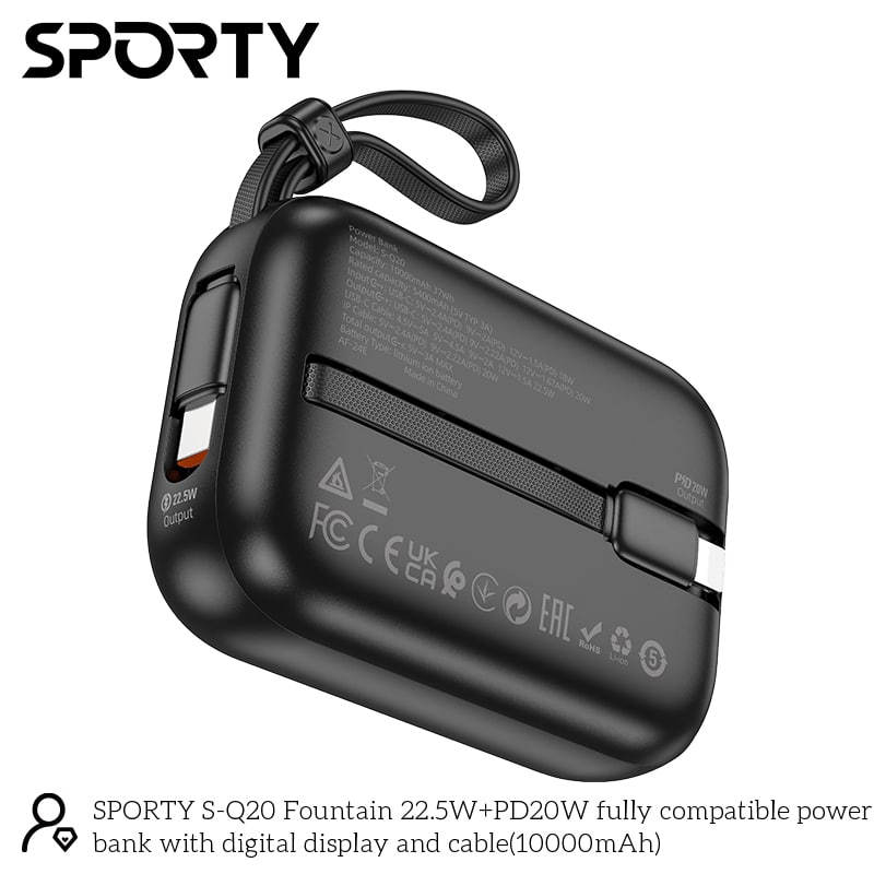 Q20 Fountain 10000mAh Power Bank with Fast Charging Q20 Fountain 10000mAh Power Bank with Fast Charging